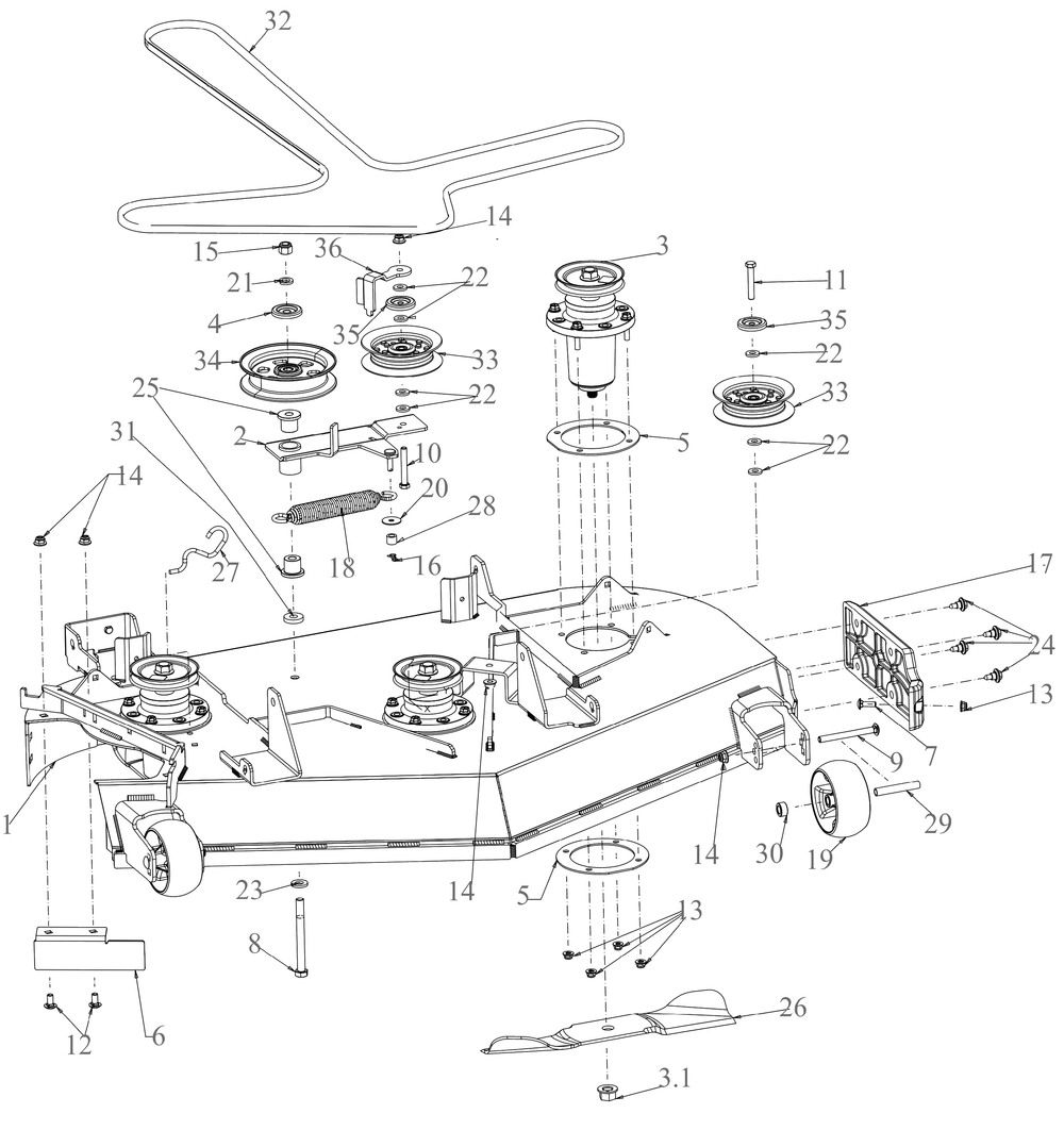 Deck Diagram and Parts List for ZTX4-48KH (47RSAAA6010)(2020) Cub Cadet Lawn Tractor